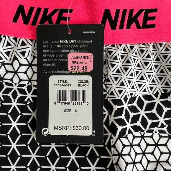 NWT Nike Dry Little Girls' Sport Essentials Leggings Geometric Pattern Size 6 - Picture 7 of 10